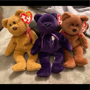 TY Beanie Baby’s: Curly, Princess & Teddy